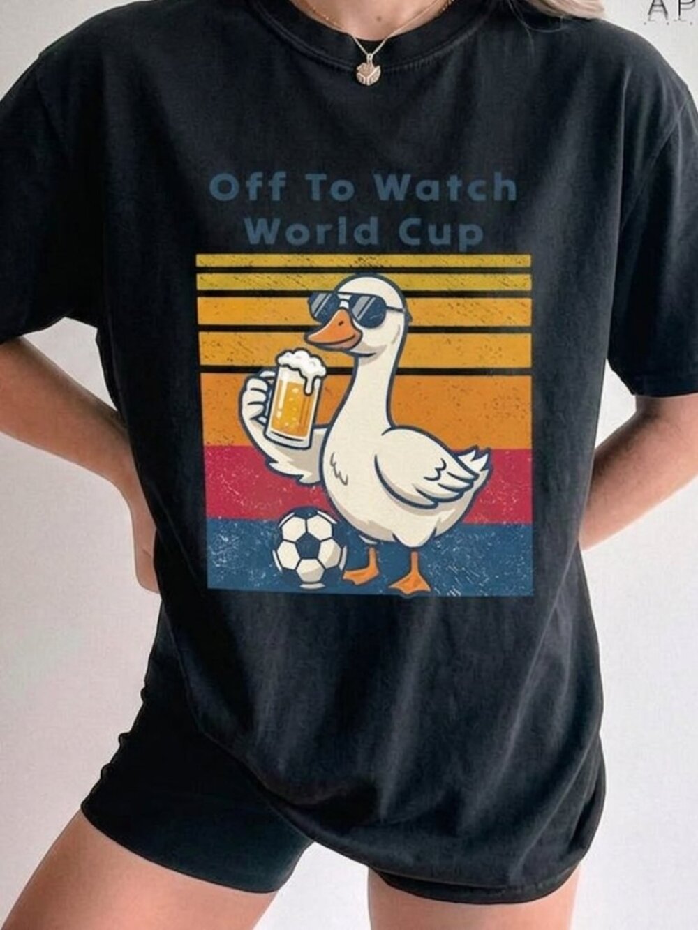 Funny Goose Soccer Graphic Tee, Retro Football Fan Shirt